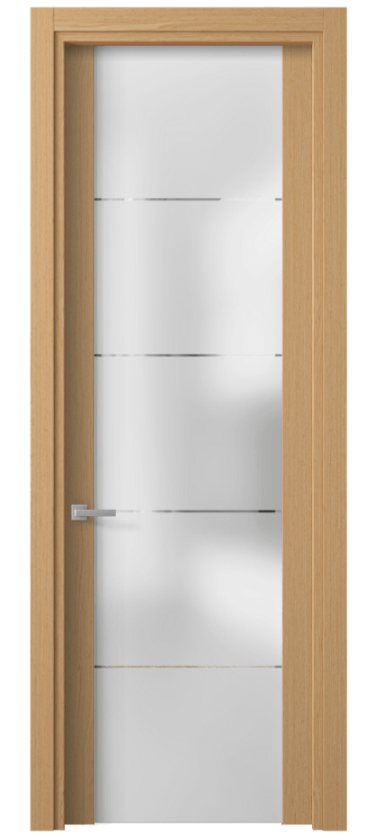 Межкомнатная дверь Planum 4114 Дуб песочный Сатинированное стекло с гравировкой «КВАДРО», триплекс 8 мм Цена 71830 ₽ | Volhovec
