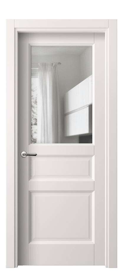 Межкомнатная дверь Galant 1432 ПЭТ кремово-серый Прозрачное стекло Цена 29650 ₽ | Volhovec