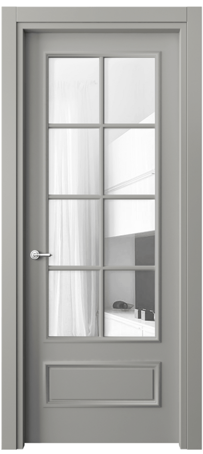 Межкомнатная дверь Paris 8112 Матовый нейтральный серый Прозрачное стекло Цена 71260 ₽| Volhovec