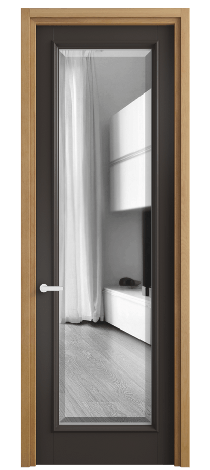 Межкомнатная дверь Charm 6702 Бук антрацит Двустороннее зеркало с фацетом, триплекс, 8 мм Цена 81279 ₽ | Volhovec