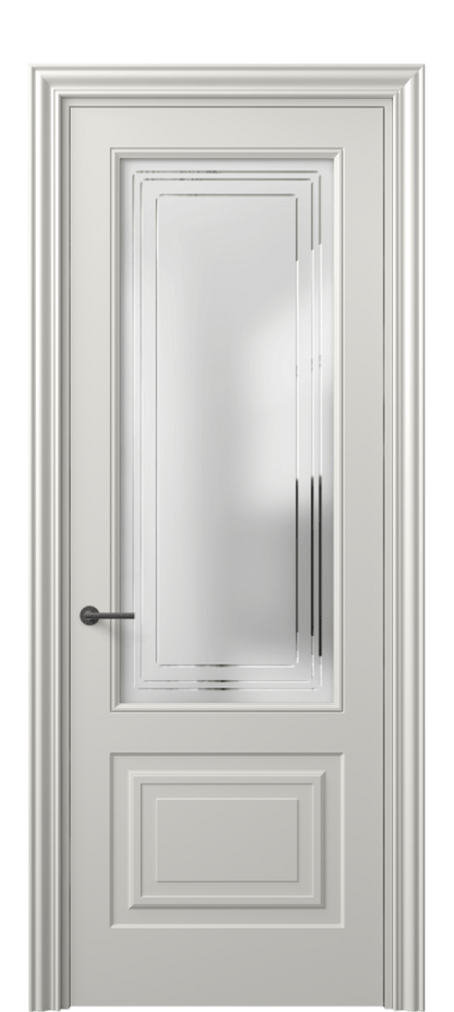 Межкомнатная дверь Mascot 8452 Матовый серый Сатинированное стекло с гравировкой "Грани", триплекс, 7 мм Цена 68290 ₽ | Volhovec