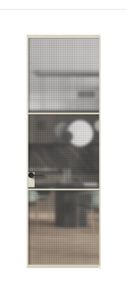 Алюминиевая дверь АЛПЛ040.03 Алюминий бежево-серый Декоративное стекло с сеткой "Mesh silver", триплекс Цена 129200  | Volhovec
