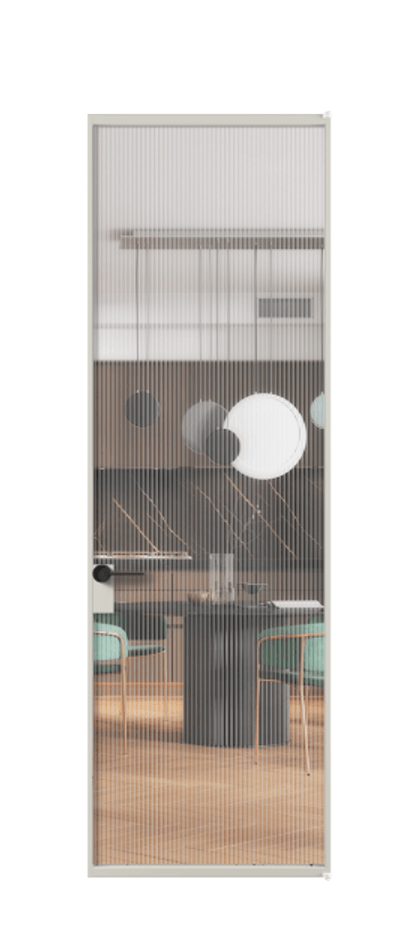 Алюминиевая дверь АЛПЛ040.01 Алюминий тёплый серый Рифлёное стекло "Moru", триплекс Цена 138130  | Volhovec