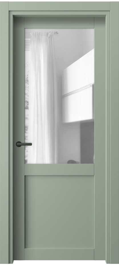 Межкомнатная дверь Neo// 2122 ПЭТ светло-оливковый Прозрачное стекло, триплекс Цена 26840 ₽ | Volhovec