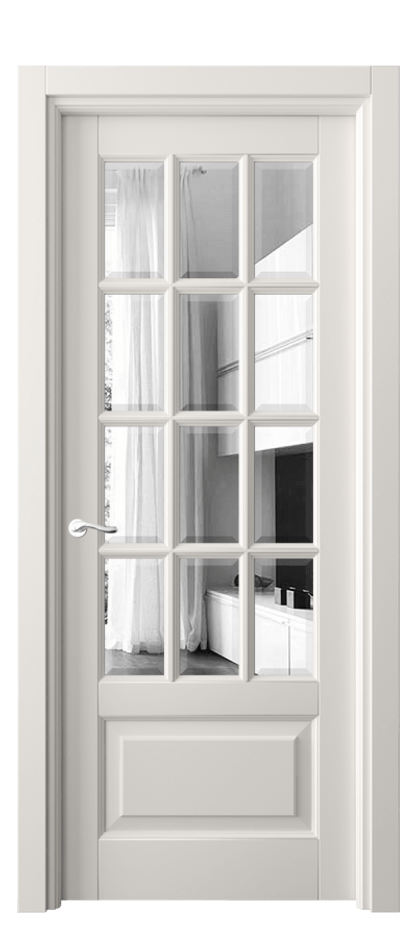 Межкомнатная дверь Lignum 0728 Бук пудровый белый Двустороннее зеркало с фацетом, триплекс, 8 мм Цена 103660 ₽ | Volhovec