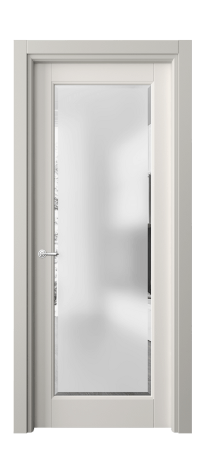 Межкомнатная дверь Toscana Elegante 6300 Бук пудровый белый Сатинированное стекло с фацетом Цена 80170 ₽ | Volhovec