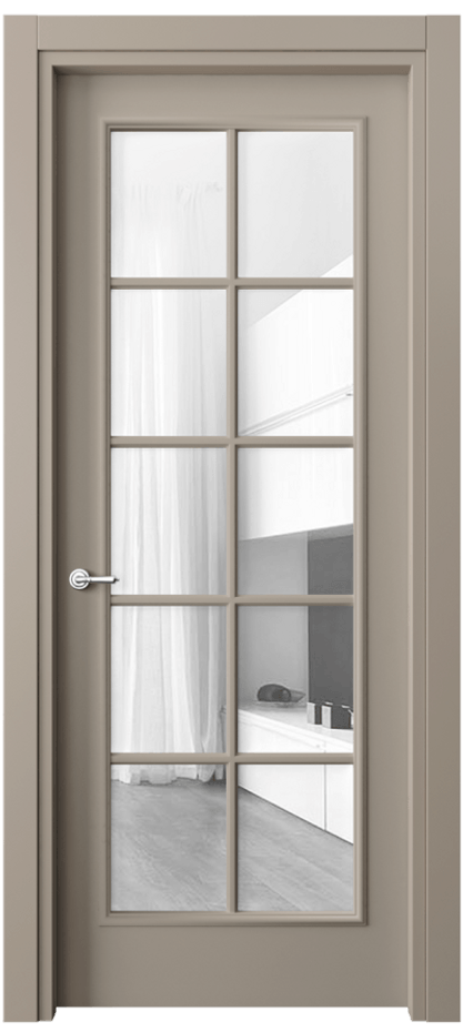 Межкомнатная дверь Paris 8102 Матовый бисквитный Прозрачное стекло Цена 71260 ₽| Volhovec