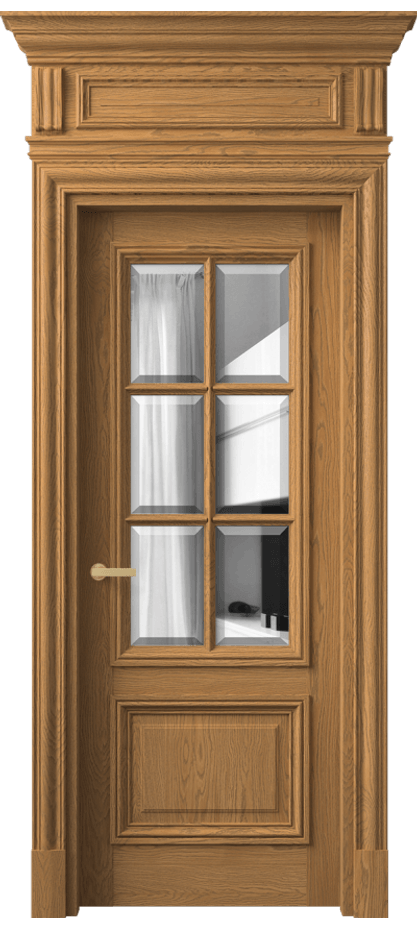 Межкомнатная дверь Антик 7312 Дуб солнечный матовый Двустороннее зеркало с фацетом, триплекс Цена 328450 ₽ | Volhovec