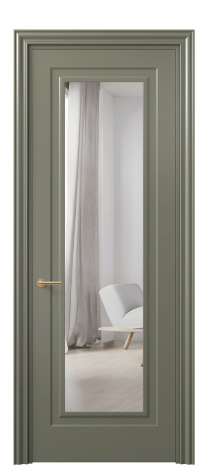 Межкомнатная дверь Mascot 8403 Матовый оливковый тёмный Двустороннее зеркало, триплекс Цена 68370 ₽ | Volhovec