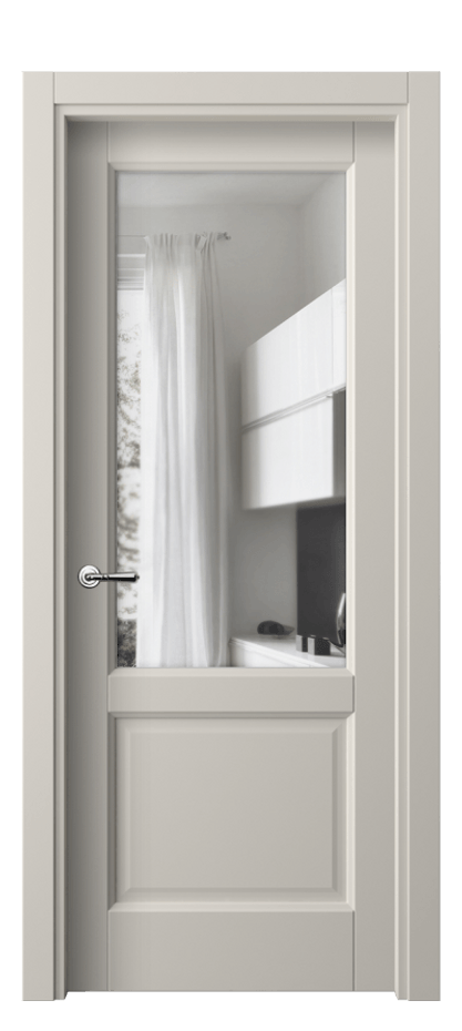 Межкомнатная дверь Galant 1422 ПЭТ светло-серый Прозрачное стекло, 4 мм Цена 27810 ₽ | Volhovec