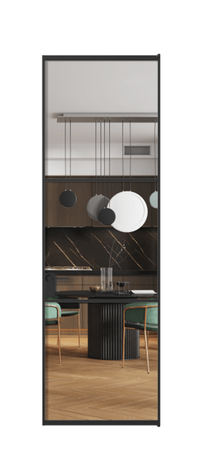 Алюминиевая дверь АЛПЛ040.03 Алюминий Черный Прозрачное стекло "Crystal Vision", калёное Цена 161670  | Volhovec