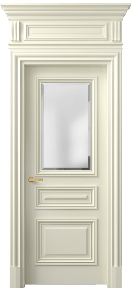 Межкомнатная дверь Antique 7304 Бук молочно-белый Сатинированное стекло с фацетом, 6 мм Цена 136600 ₽ | Volhovec