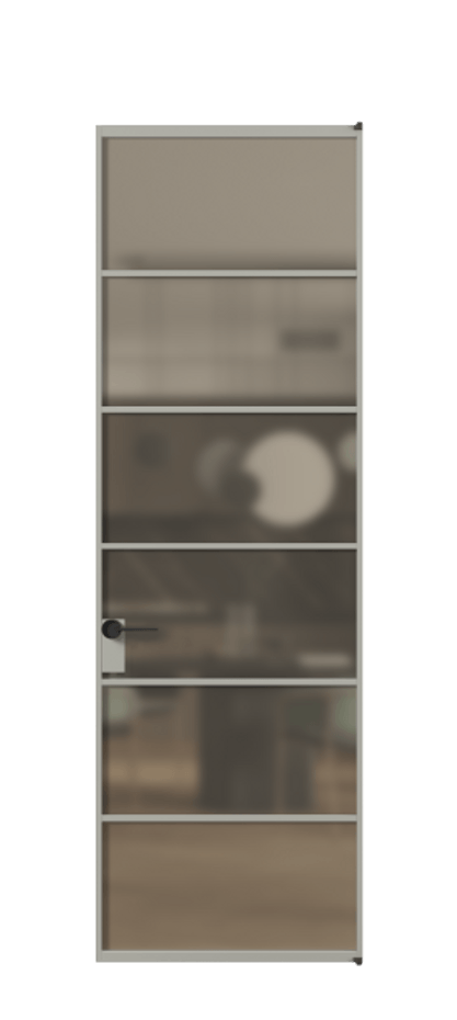 Алюминиевая дверь АЛПЛ040.04 Алюминий нейтральный серый Сатинированное бронзовое стекло, триплекс Цена 141380  | Volhovec