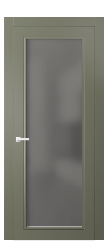 Межкомнатная дверь Neo Classic 8000 Матовый оливковый тёмный Сатинированное серое стекло, триплекс Цена 65730 ₽ | Volhovec