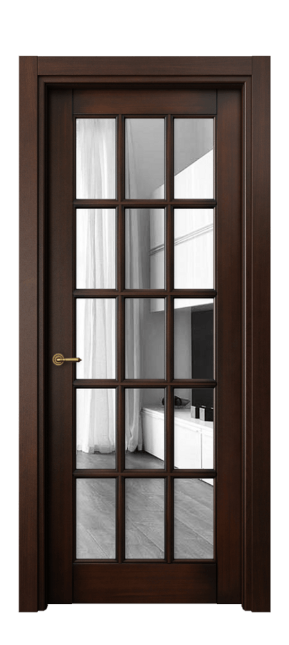 Межкомнатная дверь Toscana Grigliato 6311 Бук тёмный с патиной Двустороннее зеркало, триплекс, 6 мм Цена 112810 ₽ | Volhovec