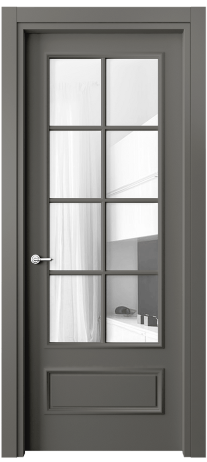 Дверь межкомнатная Paris 8112 Матовый классический серый Прозрачное стекло, 4 мм Гладкий наличник МКЛС Цена 63711 ₽ Наличники уже входят в базовый комплект. Фабрика дверей Волховец 8 (800) 551 43 19 Межкомнатная дверь Paris 8112 Матовый классический серый Прозрачное стекло, 4 мм Цена 63711 ₽| Volhovec