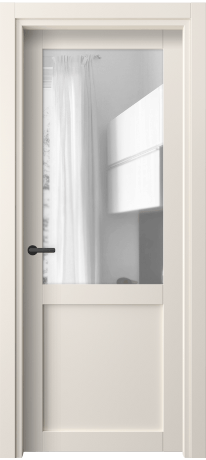 Межкомнатная дверь Нео 2122 ПЭТ кремово-белый Прозрачное стекло, триплекс Цена 28320 ₽ | Volhovec