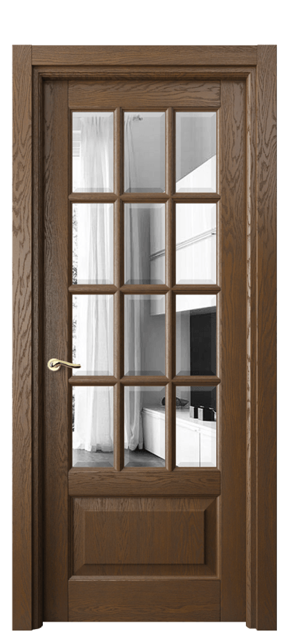 Межкомнатная дверь Лигнум 0728 Дуб королевский брашированный Двустороннее зеркало с фацетом, триплекс Цена 196790 ₽ | Volhovec