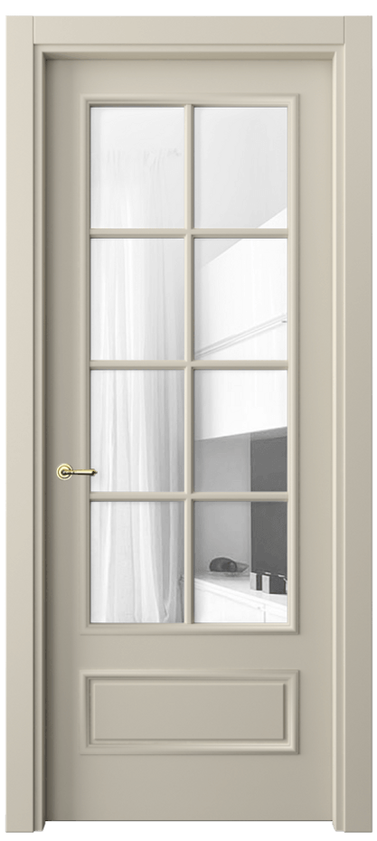 Межкомнатная дверь Paris 8112 Матовый бежево-серый Прозрачное стекло, 4 мм Цена 63711 ₽| Volhovec