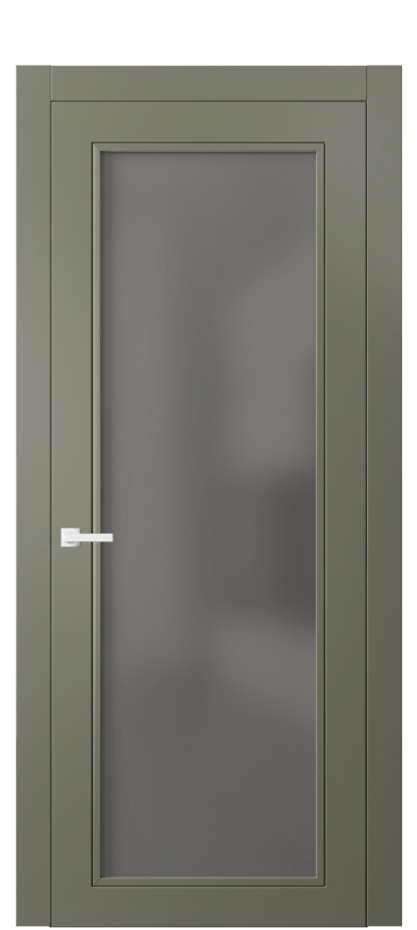 Межкомнатная дверь Neo Classic 8000 Матовый оливковый тёмный Сатинированное серое стекло, триплекс Цена 69431 ₽ | Volhovec
