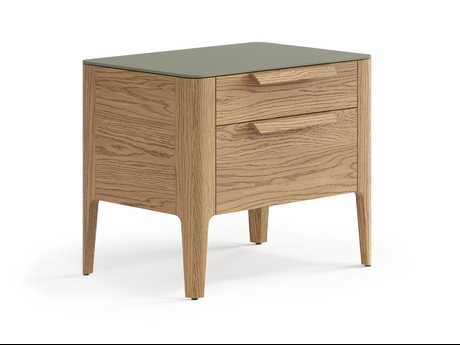 Мебель Тумба прикроватная Piega 2 ящика. Цвет Дуб мускатный матовый. Материал Массив дуба матовый. Коллекция Тумба прикроватная Piega 2 ящика. Картинка.