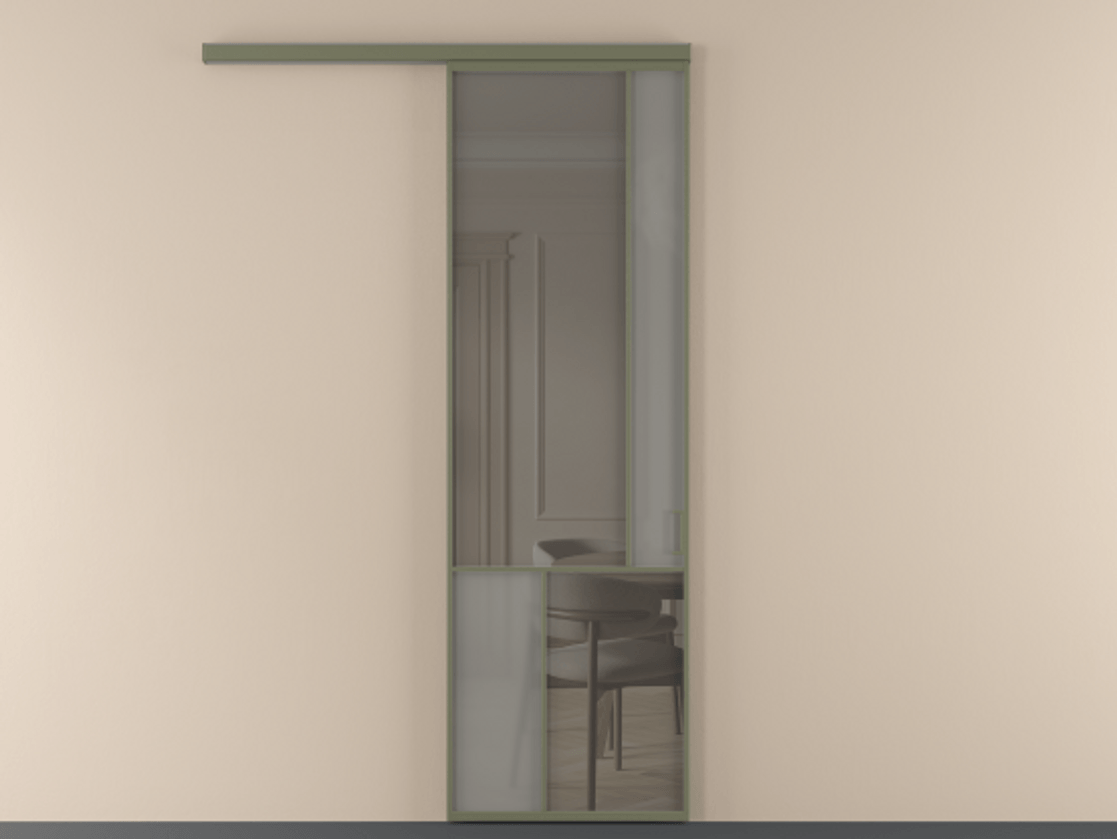 Перегородка Mosaic вдоль стены 1 створка АЛПР 041.21 Алюминий оливковый тёмный Сатинированное серое стекло, триплекс, 6 мм + Прозрачное серое стекло, триплекс. Цена 150730 ₽ . Фабрика дверей Волховец 8 (800) 551 43 19 Перегородка Mosaic вдоль стены 1 створка АЛПР 041.21 Алюминий оливковый тёмный Сатинированное серое стекло, триплекс, 6 мм + Прозрачное серое стекло, триплекс Цена 150730 ₽ | Volhovec