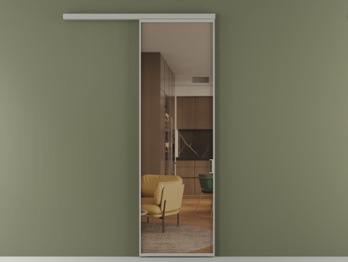 Перегородка Formato вдоль стены 1 створка АЛПР 040.01 Алюминий нейтральный серый Прозрачное бронзовое стекло, триплекс Цена 111940 ₽  | Volhovec