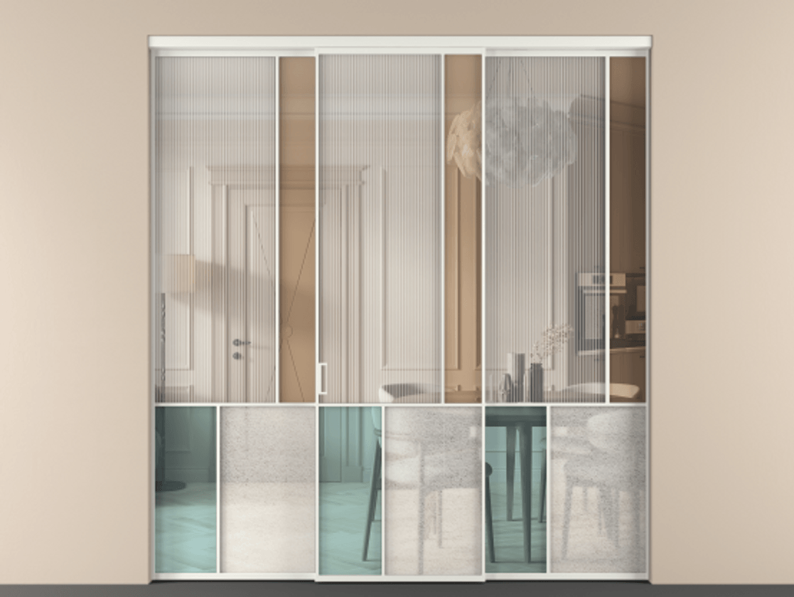 Перегородка Mosaic внутри проёма 3 створки АЛПР 041.21 Алюминий светло-серый Комбинация стекол Группы 1 и Группы 3. Цена 395330 ₽ . Фабрика дверей Волховец 8 (800) 551 43 19 Перегородка Mosaic внутри проёма 3 створки АЛПР 041.21 Алюминий светло-серый Комбинация стекол Группы 1 и Группы 3 Цена 395330 ₽ | Volhovec