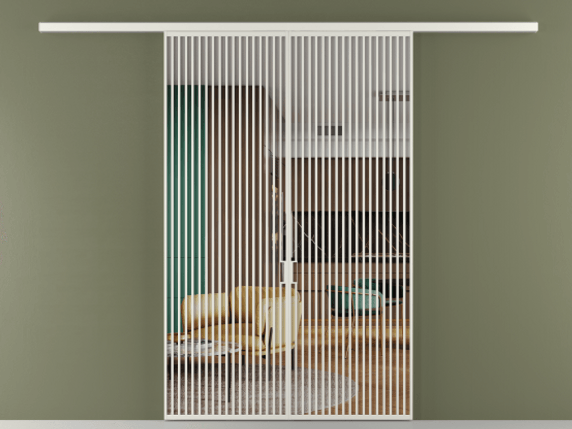 Перегородка Формато вдоль стены 2 створки АЛПР 040.06 Алюминий серый Прозрачное стекло "Кристал Вижн", калёное Цена 489500 ₽ | Volhovec