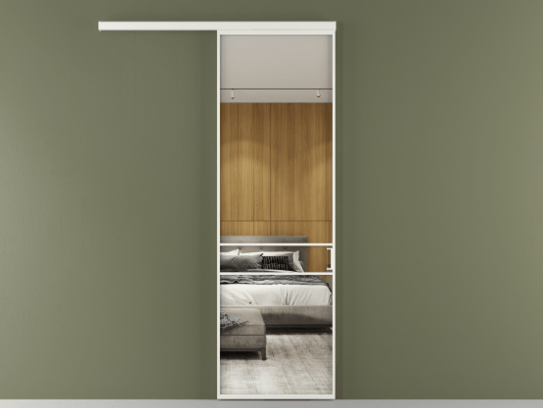 Перегородка Formato вдоль стены 1 створка АЛПР 040.02 Алюминий светло-серый Двустороннее зеркало, триплекс , триплекс 6 мм Цена 133210 ₽  | Volhovec