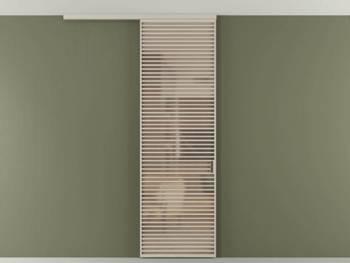 Перегородка Formato вдоль стены на потолок 1 створка АЛПР 040.07 Алюминий светло-бежевый Сатинированное оранжевое стекло, триплекс Цена 205950 ₽ | Volhovec