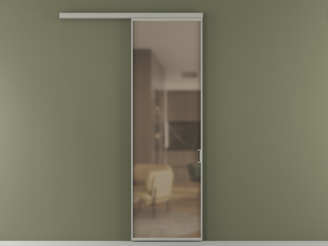 Перегородка Formato вдоль стены 1 створка АЛПР 040.01 Алюминий нейтральный серый Сатинированное бронзовое стекло, триплекс Цена 127270 ₽  | Volhovec