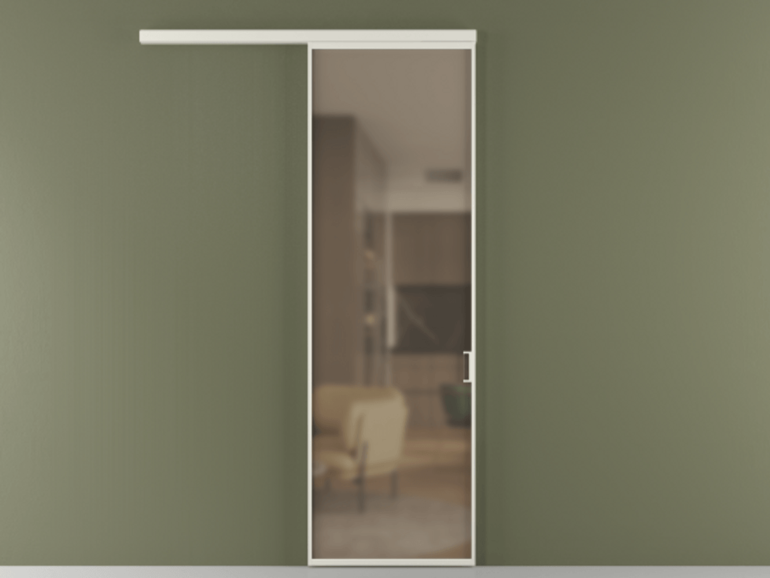 Перегородка Formato вдоль стены 1 створка АЛПР 040.01 Алюминий Белый Сатинированное бронзовое стекло, триплекс Цена 107510 ₽  | Volhovec