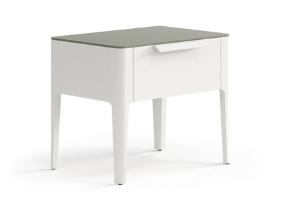 Мебель Тумба прикроватная Piega 1 ящик. Цвет Матовый тёплый серый. Материал Гладкая эмаль. Коллекция Тумба прикроватная Piega 1 ящик. Картинка.