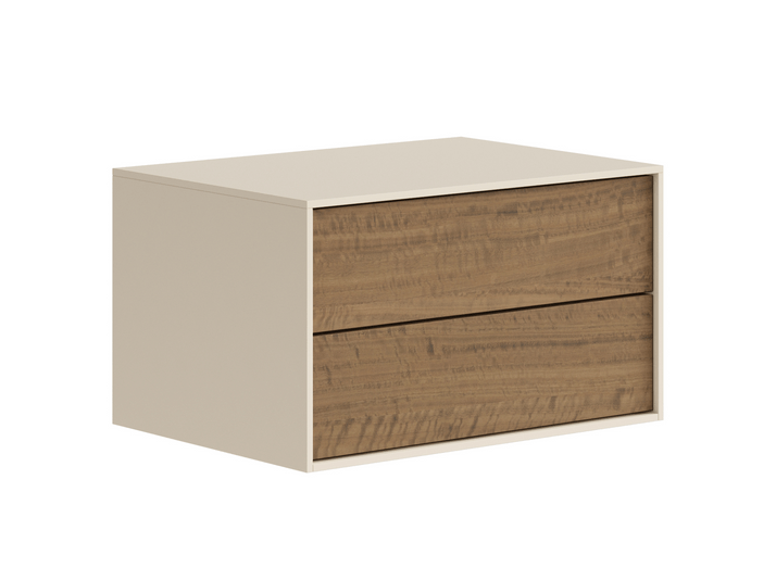 Мебель Тумба подвесная прикроватная Module 2 ящика. Цвет Матовый светло-бежевый. Материал Гладкая эмаль. Коллекция Тумба подвесная прикроватная Module 2 ящика. Картинка.