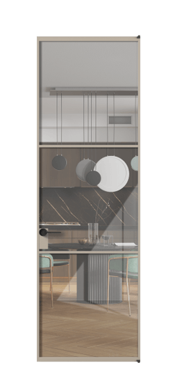 Дверь межкомнатная АЛПЛ040.03 АБСК Алюминий бисквитный Stopsol Clear прозрачное. Цвет Алюминий бисквитный. Материал Алюминий в эмали. Коллекция Формато. Картинка.