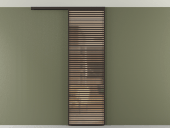 Алюминевая перегородка АЛПР 040.07_ААН_САТ ОРАНЖ_new. Цвет Алюминий антрацит. Материал Алюминий в эмали. Коллекция Перегородка Formato вдоль стены на потолок 1 створка. Картинка.