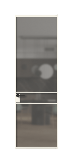 Дверь межкомнатная АЛПЛ040.02 АПБЛ Серый сатин триплекс. Цвет Алюминий пудровый белый. Материал Алюминий в эмали. Коллекция Формато. Картинка.