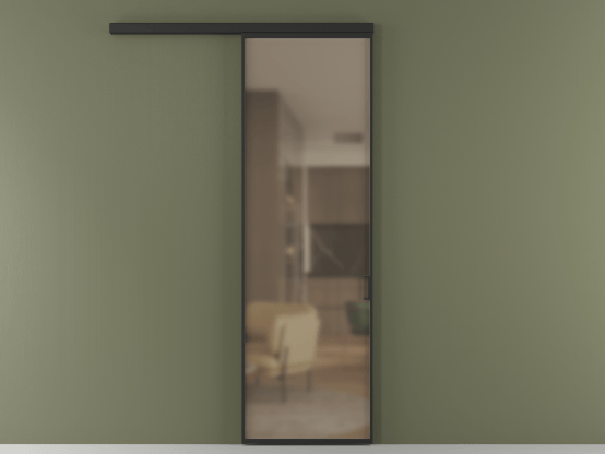 Алюминевая перегородка vd1_01 Бронза сатин триплекс ЧЕР. Цвет Алюминий Черный. Материал Алюминий. Коллекция Перегородка Formato вдоль стены 1 створка. Картинка.