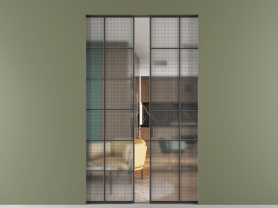 Алюминевая перегородка АЛПР 040.05 ЧРН MS. Цвет Алюминий Черный. Материал Алюминий. Коллекция Перегородка Formato скрытый пенал 2 створки. Картинка.