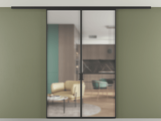 Алюминевая перегородка pv2_01 Matelux Crystal Vision ЧЕР. Цвет Алюминий Черный. Материал Алюминий. Коллекция Перегородка Formato вдоль стены на потолок 2 створки. Картинка.