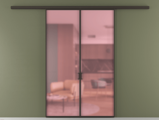 Алюминевая перегородка АЛПР 040.01_ААН_САТ РОЗ_new. Цвет Алюминий антрацит. Материал Алюминий в эмали. Коллекция Перегородка Formato вдоль стены 2 створки. Картинка.