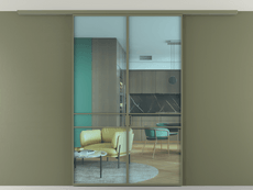 Перегородка Formato вдоль стены на потолок 2 створки