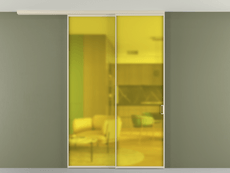 Перегородка Formato вдоль стены на потолок 2 створки с синхронным механизмом