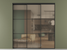 Перегородка Formato внутри проёма 3 створки с синхронным механизмом