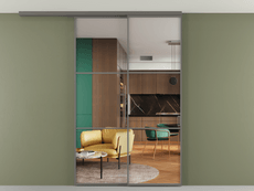 Перегородка Formato вдоль стены на потолок 2 створки с синхронным механизмом