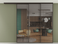 Перегородка Формато вдоль стены на потолок 3 створки с синхронным механизмом